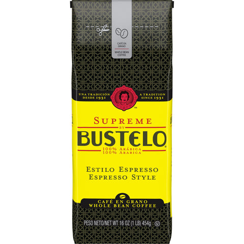 Bustelo Whole Bean Supreme Coffee, 16 Ounce -- 8 per case.