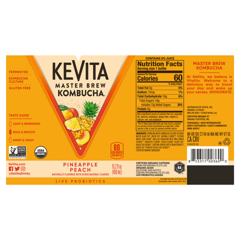 Kevita DRINK KOMBUCHA PINEAPPLE PEACH