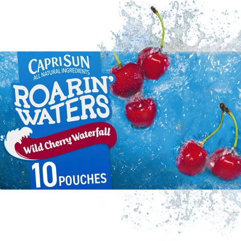 Capri Sun Roarin Waters Wild Cherry Flavored Beverage, 6 Fluid Ounce - 10 per pack -- 4 packs per case.