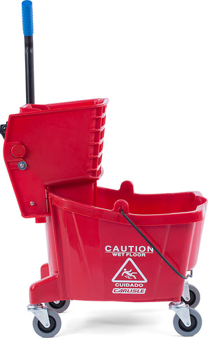 Carlisle MOP BUCKET W/ SIDE-PRESS WRINGER RED 26 QUART