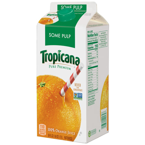 Tropicana Pure Premium Homestyle 100 Percent Some Pulp Orange Juice, 59 fluid ounce -- 8 per case