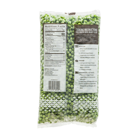 Simplot Peas - 40 oz. package, 12 packages per case
