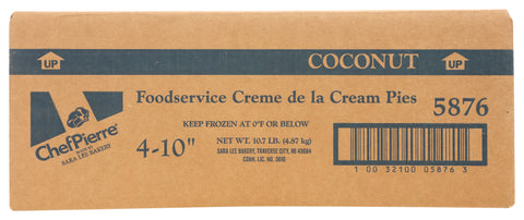 Sara Lee Chef Pierre Coconut Creme de la Cream Pie, 10 inch -- 4 per case.