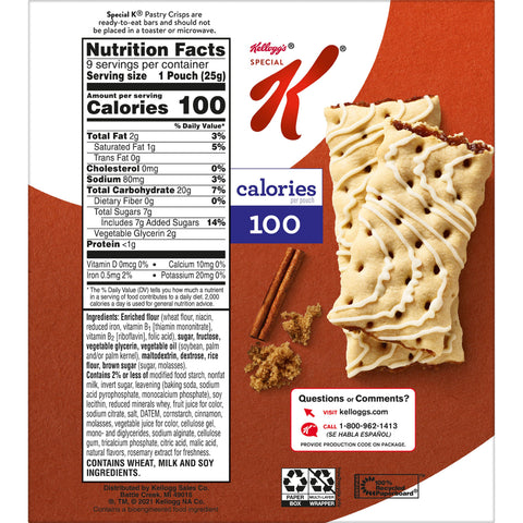 Cereal Bar Special K Pastry Crisp Brown Sugar Cinnamon