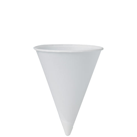 Solo® CUP CONE PAPER ROLLED RIM WHITE 4 OZ