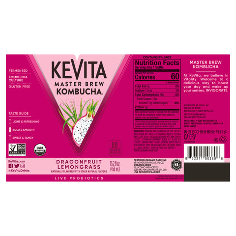 Kevita DRINK KEVITA KOMBUCHA DRAGONFRUIT LEMONGRASS NR