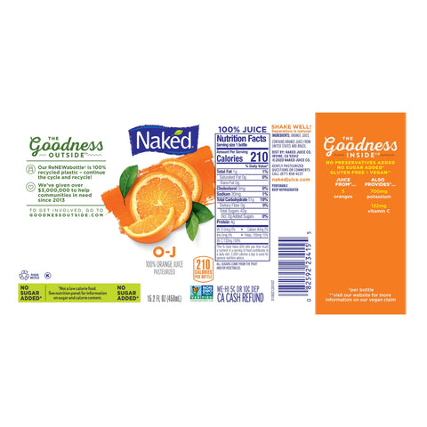 Naked Juice JUICE ORANGE PLASTIC BOTTLE