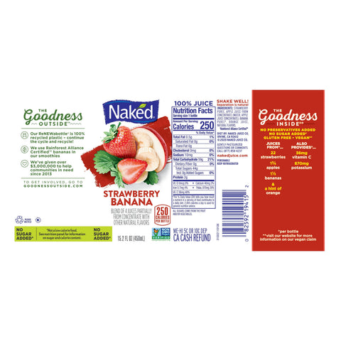 Naked Juice DRINK STRAWBERRY BANANA PLASTIC BOTTLE REFRIGERATED