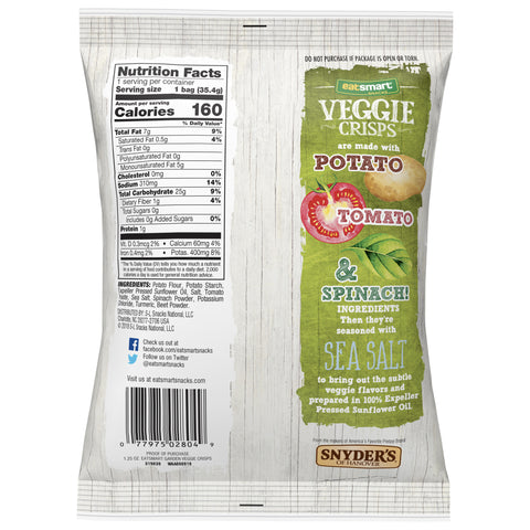 Eatsmart Sea Salt Garden Veggie Crisps, 1.25 Ounce -- 36 per case