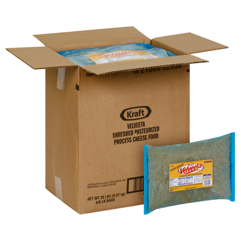 Kraft Velveeta Feather Shred Cheese, 5 Pound -- 4 per case.