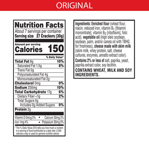 Cheez It Original Cracker, 7 Ounce -- 12 per case