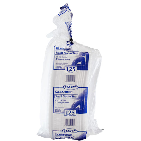 Dart ClearPac® TRAY PLASTIC CLEAR NACHO 2-COMPARTMENT 5X