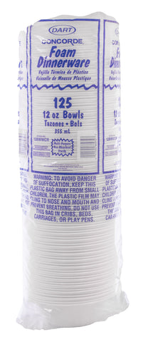Bowl Foam Non-laminated White 12 Oz
