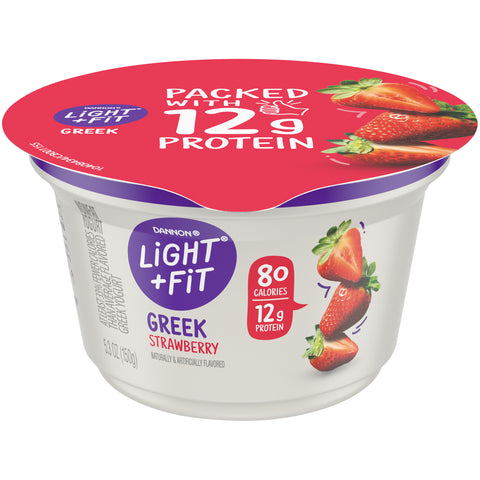 Light and Fit Strawberry Greek Nonfat Yogurt, 5.3 Ounce -- 12 per case.
