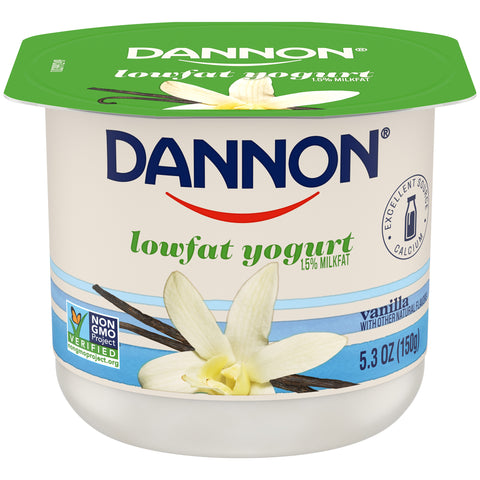 Dannon Natural Vanilla Flavored Low Fat Yogurt, 5.3 ounce -- 12 per case