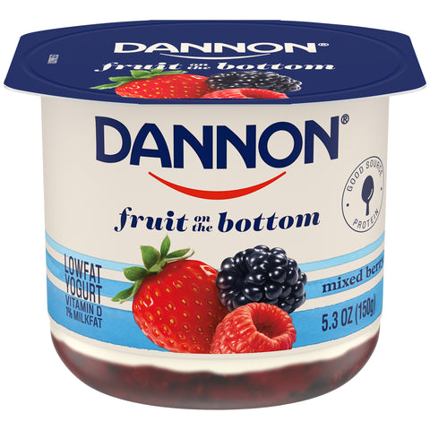 Dannon Fruit on the Bottom Mixed Berry Low Fat Yogurt, 5.3 ounce -- 12 per case