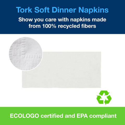 Tork® NAPKIN DINNER 15X17 WHITE 2-PLY 1/8 FOLD