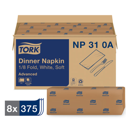 Essity NAPKIN DINNER 15X16.25 WHITE 2-PLY 1/8 FOLD