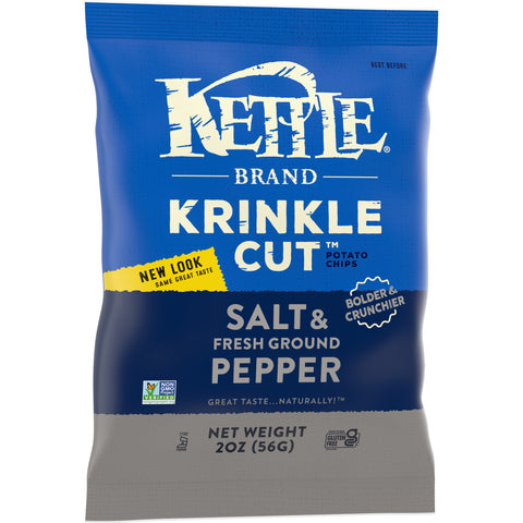 Kettle Krinkle Cut Salt and Fresh Ground Pepper Potato Chips - 2 oz. bag, 6 per case
