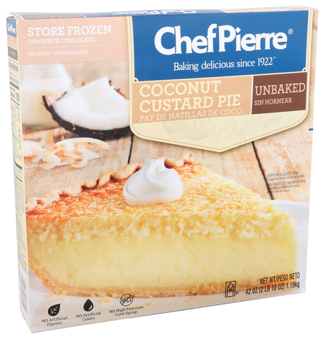 Pie Coconut Custard Open Face Unbaked 10