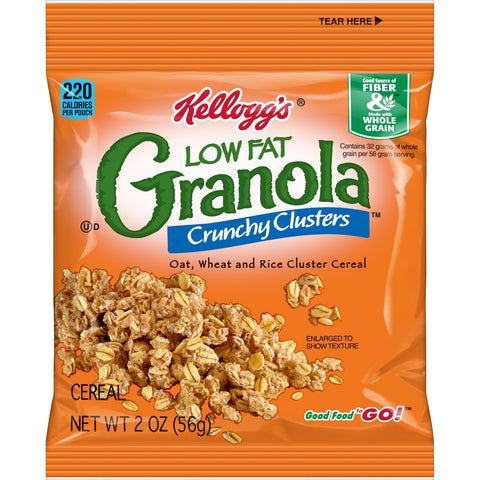 Kelloggs Low Fat Granola Crunchy Cluster Cereal, 2 Ounce -- 48 per case.
