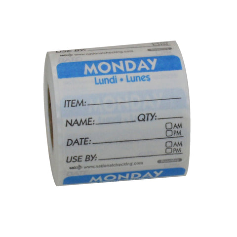 DateIt™ LABEL DISSOLVABLE USE BY MONDAY BLUE 2X2