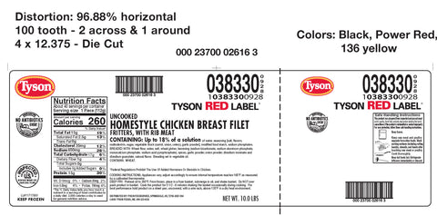 Chicken Breast Fillet Fritter Breaded Homestyle 4 Oz 38330-0928