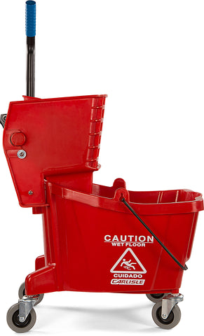 Carlisle MOP BUCKET W/ SIDE-PRESS WRINGER RED 26 QUART