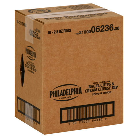 Philadelphia Chive Onion Bagel Chips and Cream Cheese Dip, 2.5 Ounce -- 10 per case.