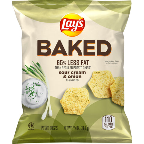 Lays Baked Sour Cream and Onion Potato Chips, 0.875 Ounce -- 60 per case.