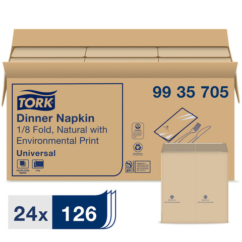 Napkin Dinner Universal Natural 2 Ply 1/8 Fold
