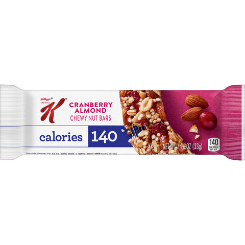 Kelloggs Special K Cranberry Almond Cereal Chewy Nut Bar, 1.16 Ounce -- 72 per case.
