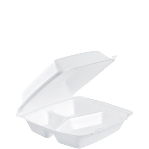Container Foam 3-compartment Hinged Lid 8.37x7.87