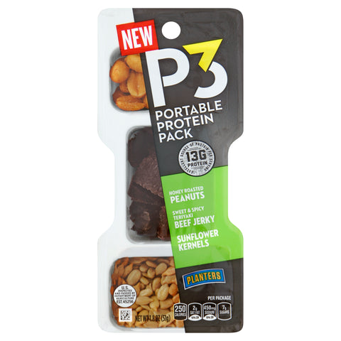 Snack P3 Convenience Meal Sweet & Spicy Teriyaki Beef Jerky Honey Roasted Peanuts