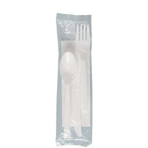 Solo® CUTLERY KIT MEDIUM WEIGHT WHITE K-F-S NAPKIN 9X13