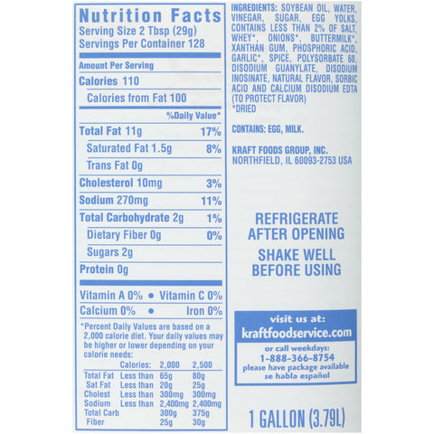 Kraft Dressing Buttermilk Ranch, 1 Gallon -- 4 Case