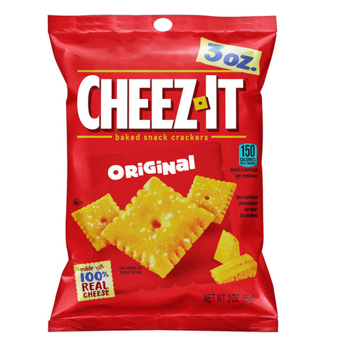 Cheez-It Original Baked Snack Crackers - 3 oz. bag, 60 per case