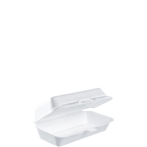Hot Dog Foam Hinged Lid Containers 7 1/8 X 3 3/4 X 2 1/4 -- 500 Per Case.