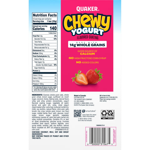 Quaker Chewy GRANOLA BAR YOGURT STRAWBERRY CHEWY