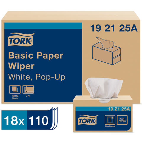 Wiper Towel Pop-up White 2-ply 9x10