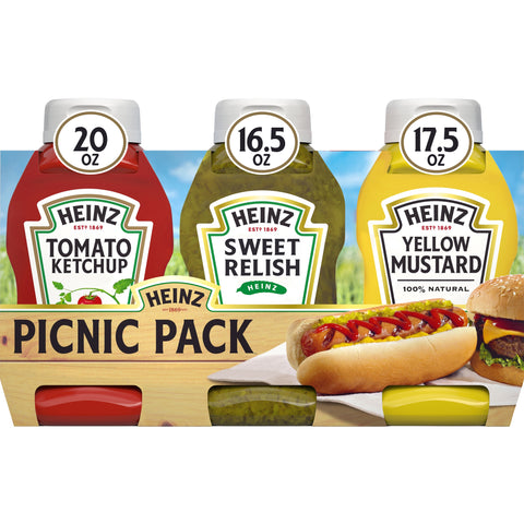 Heinz Picnic Pack Ketchup Relish and Mustard, 3.375 Pound -- 4 per case.