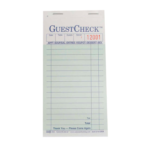 Guestcheck Carbon - 2Part, Green, 16 Line, 3.5 X 6.75 Inch, 50 Sets Per Book -- 2500 Per Case.