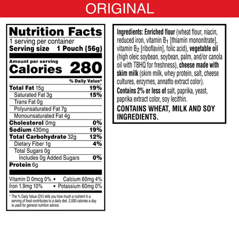 Cheez-It Original Baked Snack Crackers - 2 oz. bag, 60 per case