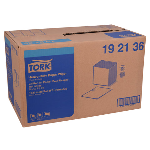 Tork White 1/4 Fold Heavy Duty Paper Wiper, 12.5 x 13 inch - 56 per pack -- 16 packs per case