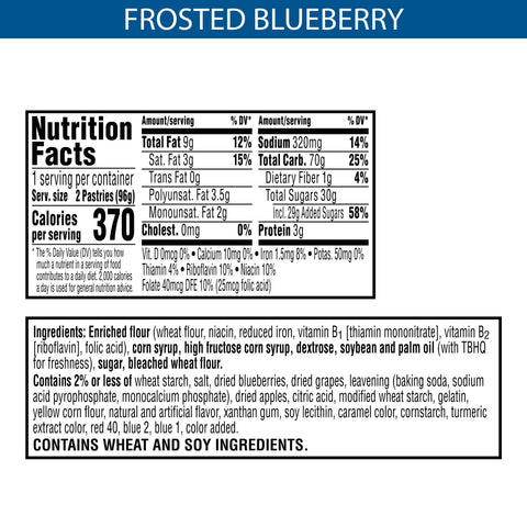 Pop-Tarts Frosted Open and Fold Display Blueberry Pastry, 2 Pastries per Pack -- 72 packs per case