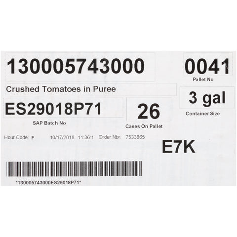 Tomato Crushed In Puree Vol-pak 574300/78002529