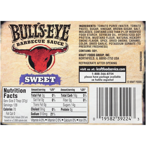 Bull's-Eye Sweet Barbecue Sauce, 1 Gallon -- 4 per case