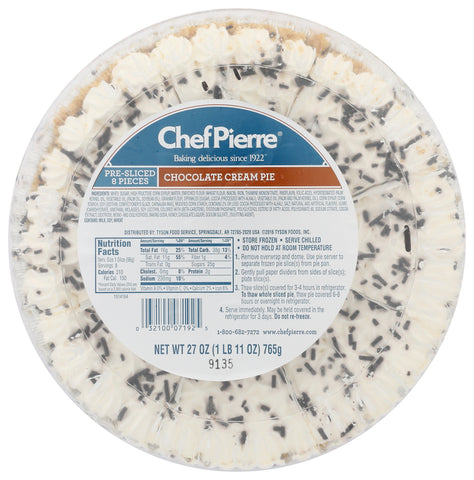 Chef Pierre PIE CHOCOLATE CREAM SLICED 10
