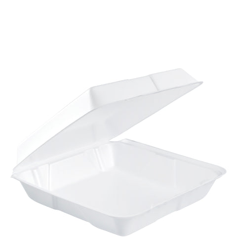 Container Foam White Hinged Lid 1-compartment 9x9x3