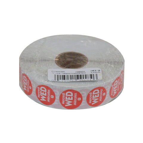 National Checking LABEL CIRCLE PERMANENT TRILINGUAL RED WEDNESDAY .75